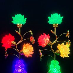 Đèn Pha Lê Ba Bông Ba Màu, Cao 46cm 3 3 21