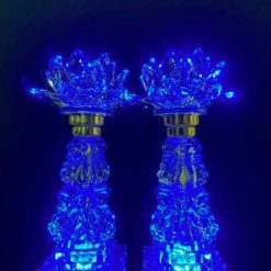 Đèn Hoa Sen Pha Lê, Nấc Vàng, Chim Công 2 Nấc, Cao 24cm 9 4 1