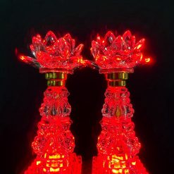 Đèn Hoa Sen Pha Lê, Nấc Vàng, Chim Công 2 Nấc, Cao 24cm 8 5 1