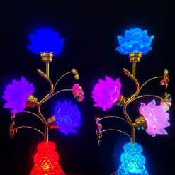 Đèn Pha Lê Ba Bông Ba Màu, Cao 46cm 5 5 21