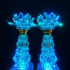 Đèn Hoa Sen Pha Lê, Nấc Vàng, Chim Công 2 Nấc, Cao 24cm 7 6 1