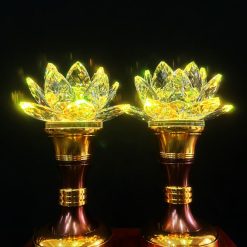 Đèn Pha Lê Hoa Sen Thân Hợp Kim, Cao 24cm 5 6 14