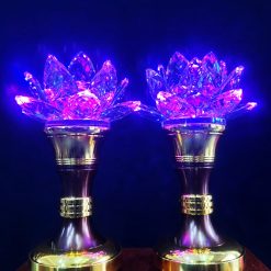 Đèn Pha Lê Hoa Sen Thân Hợp Kim, Cao 24cm 6 7 13