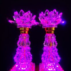 Đèn Hoa Sen Pha Lê, Nấc Vàng, Chim Công 2 Nấc, Cao 24cm 5 8 1