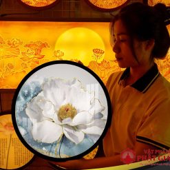 Tranh Đèn Hiện Đại In Tròn Họa Tiết Sen Cá Chuồn Chuồn HD384 8 3 7 1