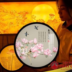 Tranh Đèn Hiện Đại In Tròn Họa Tiết Sen Cá Chuồn Chuồn HD384 7 4 6 1