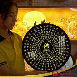 Tranh Đèn Hào Quang Bát Nhã Tâm Kinh In Tròn Họa Tiết Cá Chép Trời TC474 8 3 4