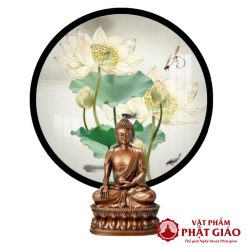 Tranh Đèn Hiện Đại In Tròn Họa Tiết Sen Cá Chuồn Chuồn HD384 1 HD384 1