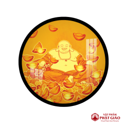 Tranh Trúc Chỉ In Tròn Hình Phật Di Lặc TC448 1 TC 448 1