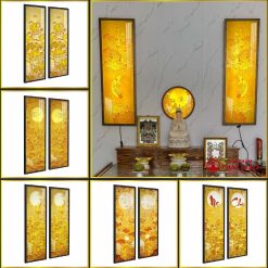 Tranh Trúc Chỉ In Đối Họa Tiết Sen Trăng TC444 7 1 10