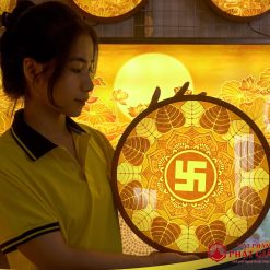Tranh Trúc Chỉ In Tròn Họa Tiết Mandala Sen TC21 4 3 10