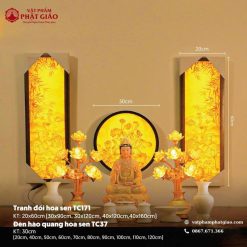 Tranh Trúc Chỉ In Đối Họa Tiết Sen Trăng TC444 11 3 44