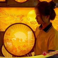 Tranh Trúc Chỉ In Tròn Họa Tiết Mandala Sen TC21 5 4 9