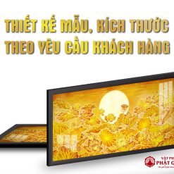 Tranh Trúc Chỉ In Ngang Chữ Phật Họa Tiết Hoa Sen Họa Tiết Mặt Trời TC104 7 7 4