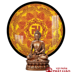 Tranh Trúc Chỉ In Tròn Chữ Vạn Họa Tiết Mandala Lá Bồ Đề TC237 1 TC237 1