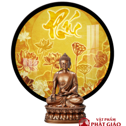 Tranh Trúc Chỉ In Tròn Chữ Phúc Họa Tiết Sen Trăng TC246 1 TC246