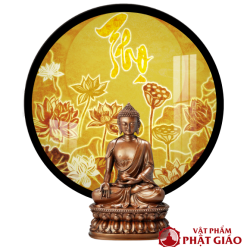 Tranh Trúc Chỉ In Tròn Chữ Thọ Họa Tiết Sen Trăng TC248 1 TC248 1