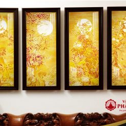 Tranh Trúc Chỉ In Đứng Bộ Tứ Quý Tùng Cúc Trúc Mai TC261 2 TC261 1