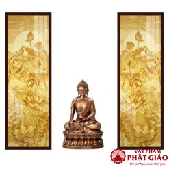 Tranh Trúc Chỉ In Đối Họa Tiết Sen Nguyệt TC322 1 TC322 1