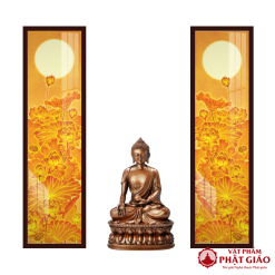 Tranh Trúc Chỉ In Đối Họa Tiết Sen Trăng TC444 1 TC444 1