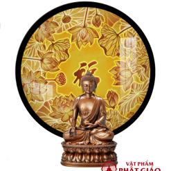 Tranh Trúc Chỉ In Tròn Hoa Sen Họa Tiết Chữ Phật TC52 1 TC52 1