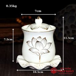 ly nuoc tho su trang hoa sen vien vang vat pham phat giao la boi 13