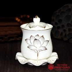 ly nuoc tho su trang hoa sen vien vang vat pham phat giao la boi 3