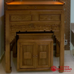 Bàn Thờ Gỗ Sồi Kèm Tủ 115 1 1 10