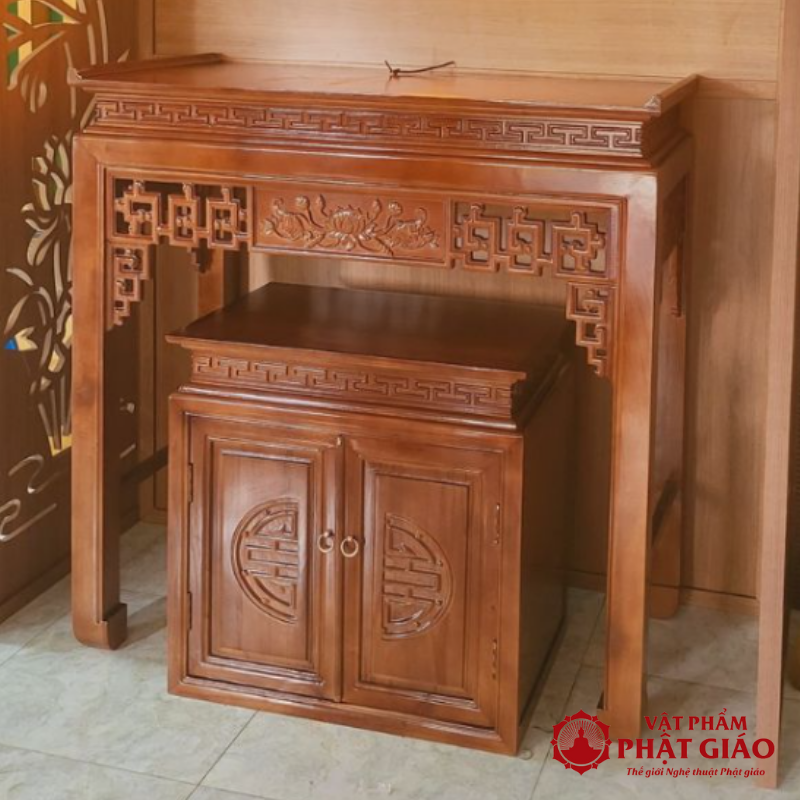 Bàn Thờ Gỗ Sồi Kèm Tủ 125 2 125
