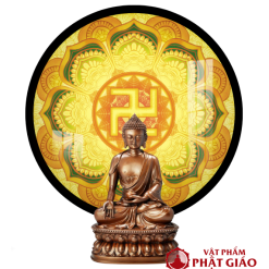 Tranh Trúc Chỉ In Tròn Chữ Vạn Họa Tiết Mandala Lá Bồ Đề TC275 1 TC275 1