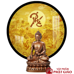 Tranh Trúc Chỉ In Tròn Họa Tiết Hoa Sen Chữ Phúc TC451 1 TC451 1