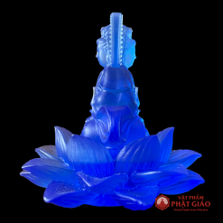 Tượng Phật Bà Hai Mặt Ngồi Đế Sen Để Ô Tô, Cao 10cm, Màu Xanh Dương 1 1 2