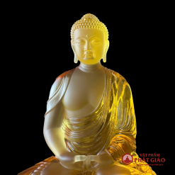 Tượng Phật Thích Ca Bằng Lưu Ly Màu Vàng, Cao 22cm 2 2 13