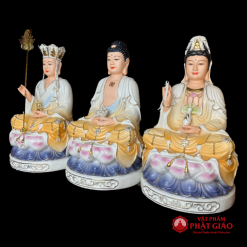 Tượng Ta Bà Tam Thánh Sứ Màu Cam, Tím Cao 30cm 1 2 13