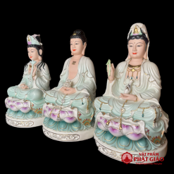 Tượng Tây Phương Tam Thánh Sứ Màu Xanh, Tím Cao 30cm 1 2 16