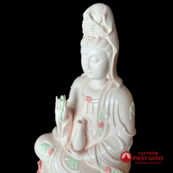 Tượng Phật Bà Quan Âm Sứ Màu Hồng Nhạt Cao 30cm, 35cm, 40cm, 45cm 3 3