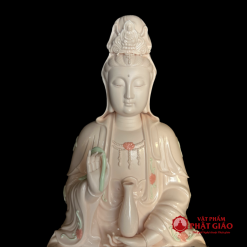 Tượng Phật Bà Quan Âm Sứ Màu Hồng Nhạt Cao 30cm, 35cm, 40cm, 45cm 1 4