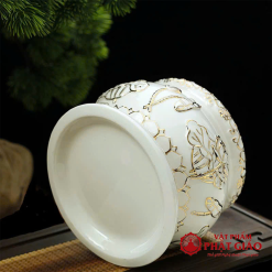Bát Nhang Gốm Sứ Trắng Hoa Sen Viền Vàng, Nhiều Kích Cỡ 5 5 10