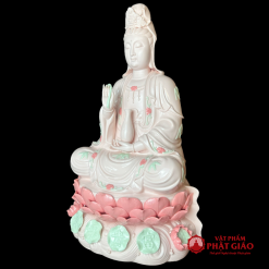 Tượng Phật Bà Quan Âm Sứ Màu Hồng Nhạt Cao 30cm, 35cm, 40cm, 45cm 4 5