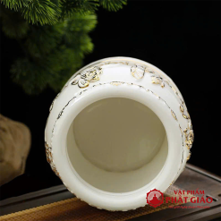 Bát Nhang Gốm Sứ Trắng Hoa Sen Viền Vàng, Nhiều Kích Cỡ 3 6