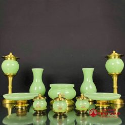 Bộ Đồ Thờ Bằng Đá Màu Xanh Ngọc, Nhiều Kích Cỡ 8 1 1