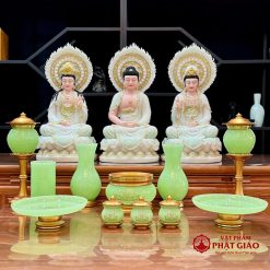 Bộ Đồ Thờ Bằng Đá Màu Xanh Ngọc, Nhiều Kích Cỡ 1 2