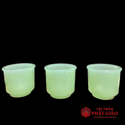 Bộ Ba Chén Nước Bằng Đá Ngọc Hoàng Long Màu Xanh, Kích Thước 4.5x5cm 2 bo ba chen nuoc bang da ngoc hoang long mau xanh vat pham phat giao la boi 4