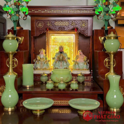 Lọ Hoa Đá Ngọc Xanh Cao Cấp, Cao 20cm, 25cm 3 lo hoa da ngoc xanh cao cap 20cm 25cm vat pham phat giao la boi 7