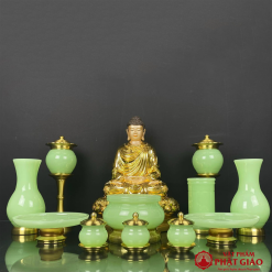 Ống Hương Bằng Đá Ngọc Hoàng Long, Màu Xanh Ngọc, Cao 20cm 2 ong huong da ngoc hoang long mau xanh ngoc cao 20cm vat pham phat giao la boi 6