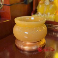 Bát Hương (Bát Nhang) Đá Ngọc Hoàng Long Màu Vàng, Nhiều Kích Cỡ 2 3