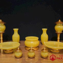 Bát Hương (Bát Nhang) Đá Ngọc Hoàng Long Màu Vàng, Nhiều Kích Cỡ 3 4