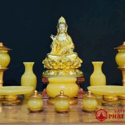 Bát Hương (Bát Nhang) Đá Ngọc Hoàng Long Màu Vàng, Nhiều Kích Cỡ 4 5