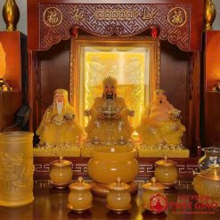 Bát Hương (Bát Nhang) Đá Ngọc Hoàng Long Màu Vàng, Nhiều Kích Cỡ 8 9