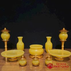 Lọ Hoa Bằng Đá Ngọc Hoàng Long Màu Vàng, Nhiều Kích Cỡ 6 lo hoa bang da ngoc hoang long mau vang nhieu co vat pham phat giao la boi 3